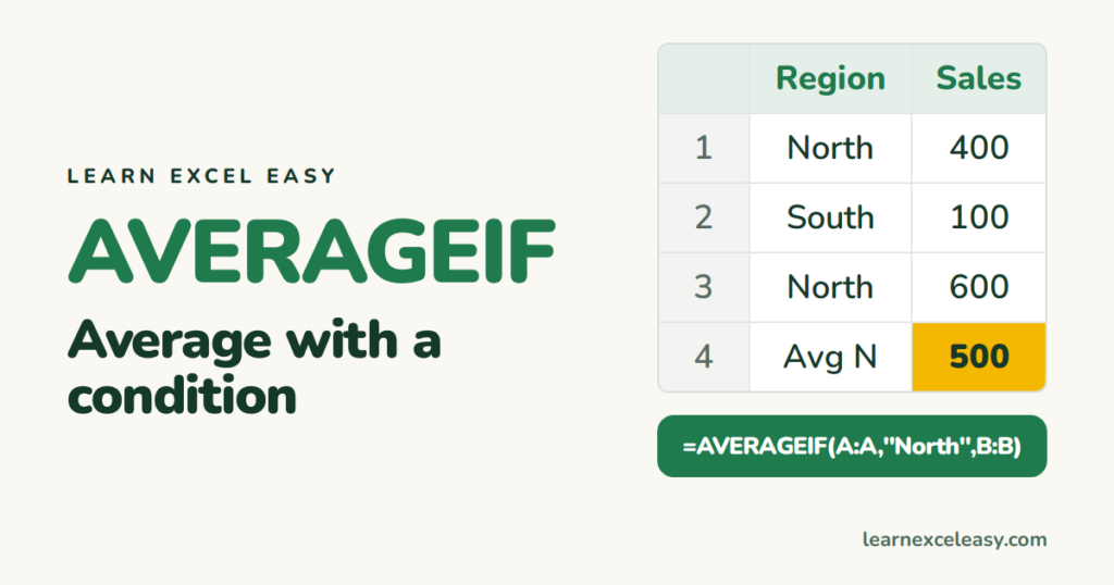 AVERAGEIF in Excel: average only the rows that match