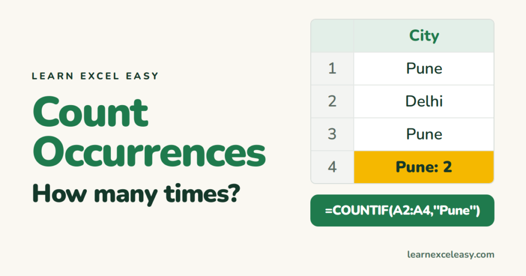 Count Occurrences in Excel (a value, a word, or a character)