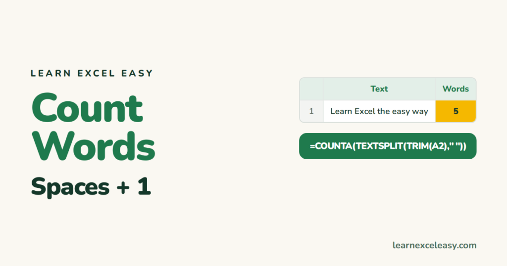 How to Count Words in Excel (formula for a cell or a range)