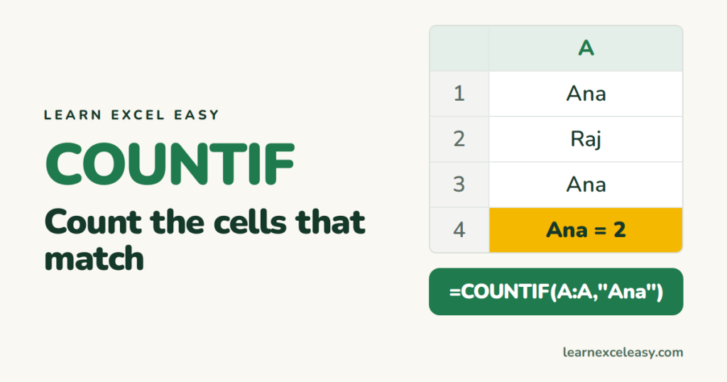 COUNTIF in Excel: count the cells that match
