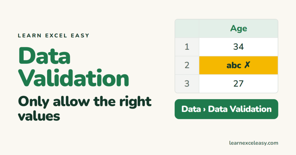 Data Validation in Excel: only allow the right values