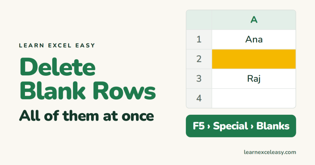 Delete Blank Rows in Excel: all of them at once