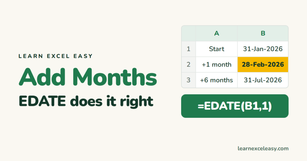 Add Months to a Date in Excel (EDATE, and end-of-month)