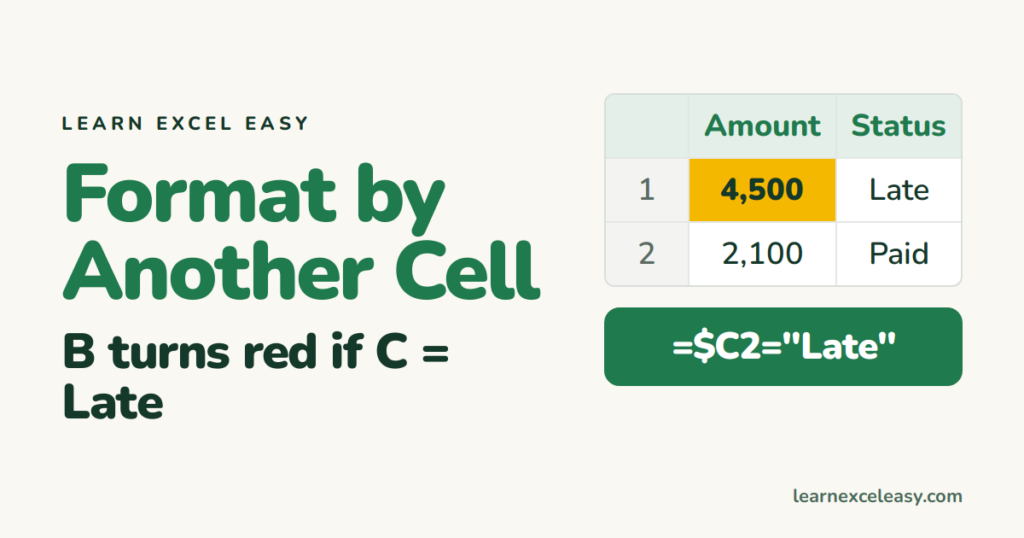 Conditional Formatting Based on Another Cell in Excel