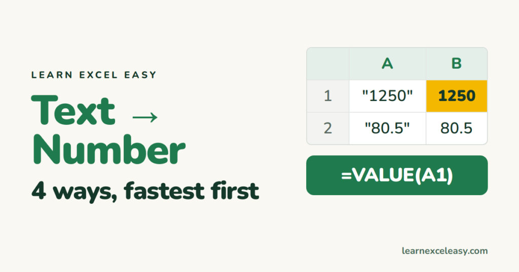 Convert Text to Number in Excel: 4 ways, fastest first