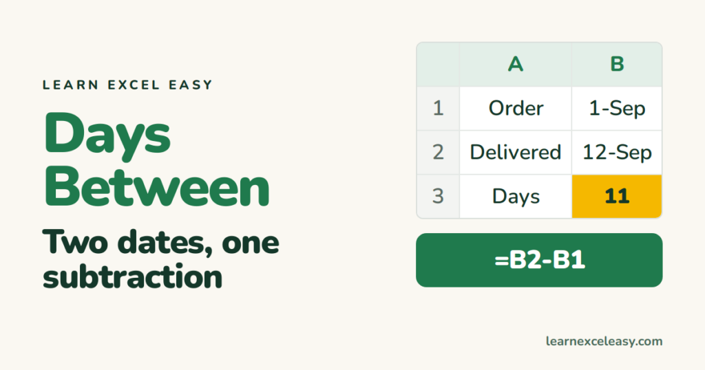 Excel Days Between Dates: subtract, or count working days only