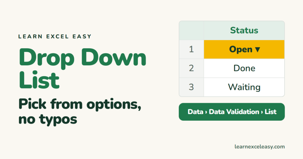Excel Drop Down List: make one in 30 seconds
