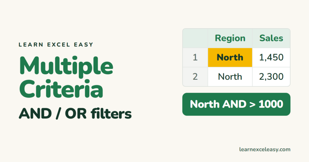Filter with Multiple Criteria in Excel (AND and OR)