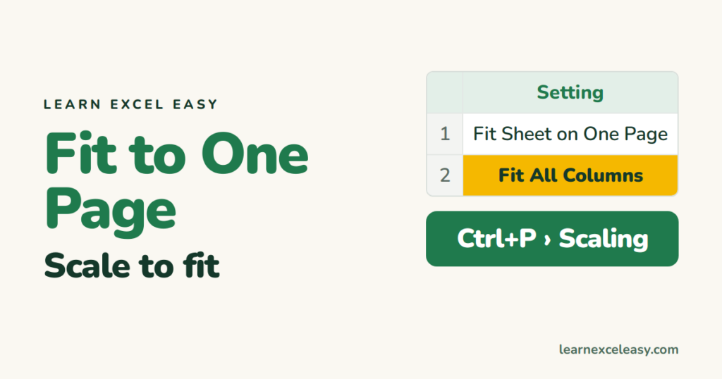 Print an Excel Sheet on One Page (fit to page)