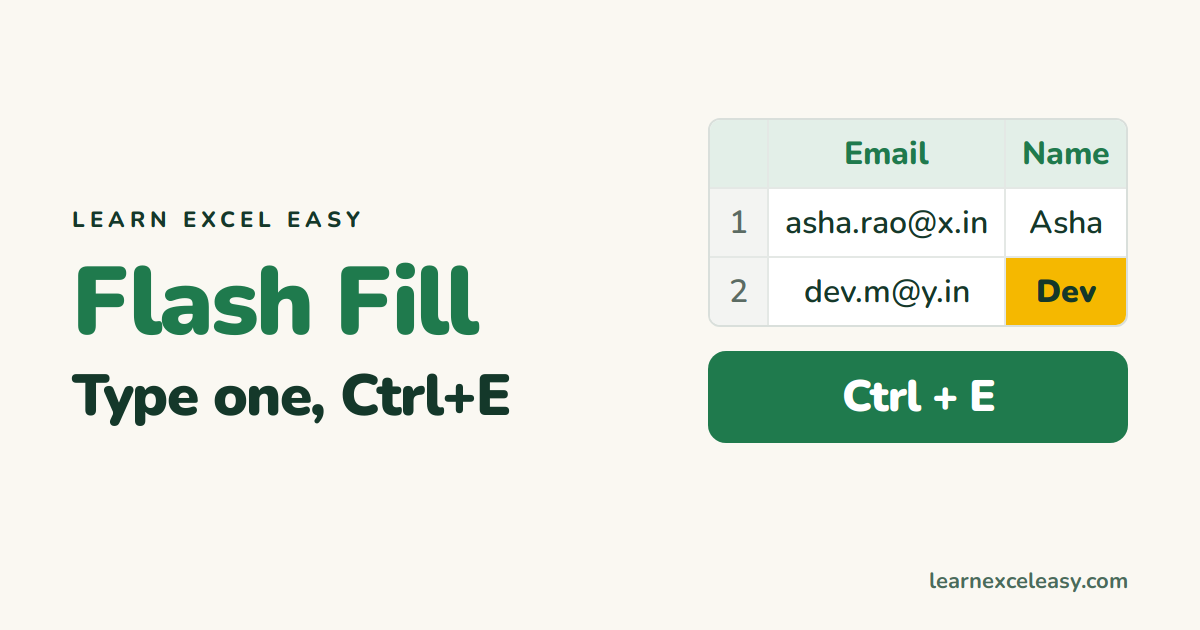 Ctrl Excel Excel Flash Fill (Ctrl+E): clean data by typing one example – Learn ...