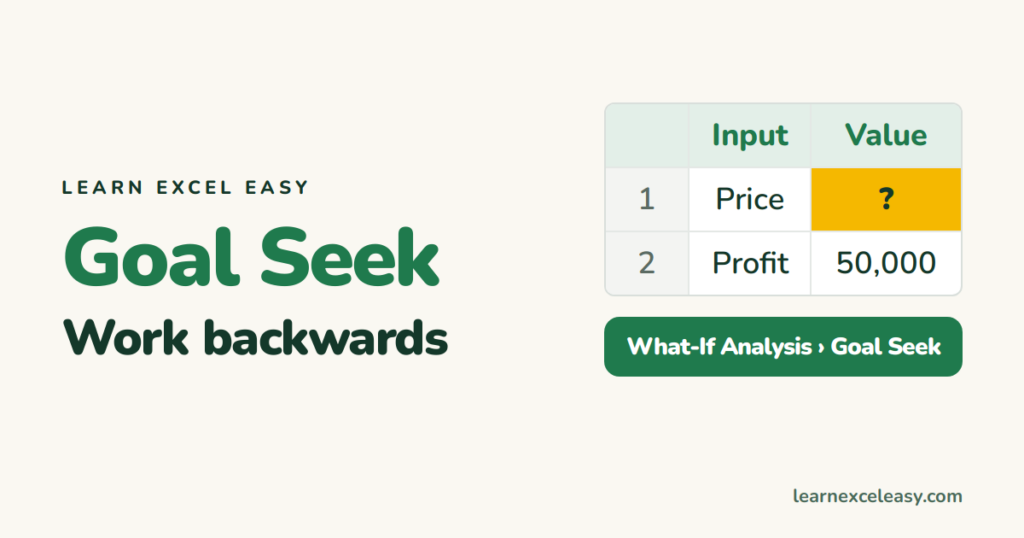 Excel Goal Seek: find the input that gives the answer you want