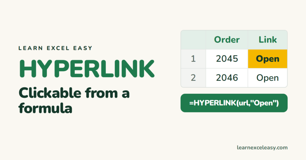 Excel HYPERLINK Function: clickable links from a formula