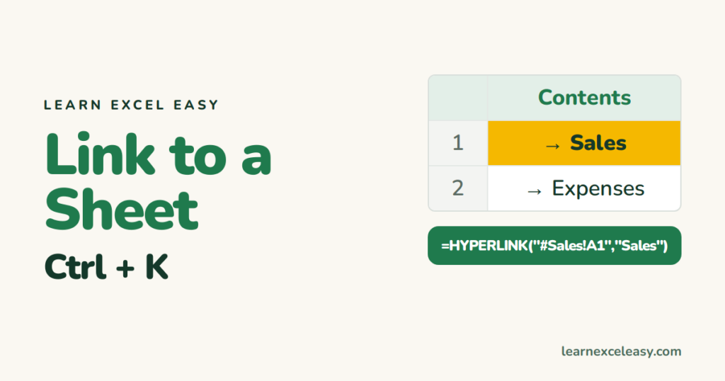 Excel Hyperlink to Another Sheet (click to jump)