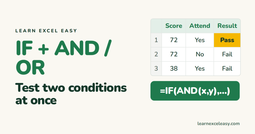 Excel IF with AND / OR: test two conditions at once