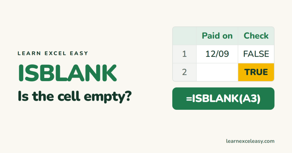 ISBLANK in Excel: check if a cell is empty