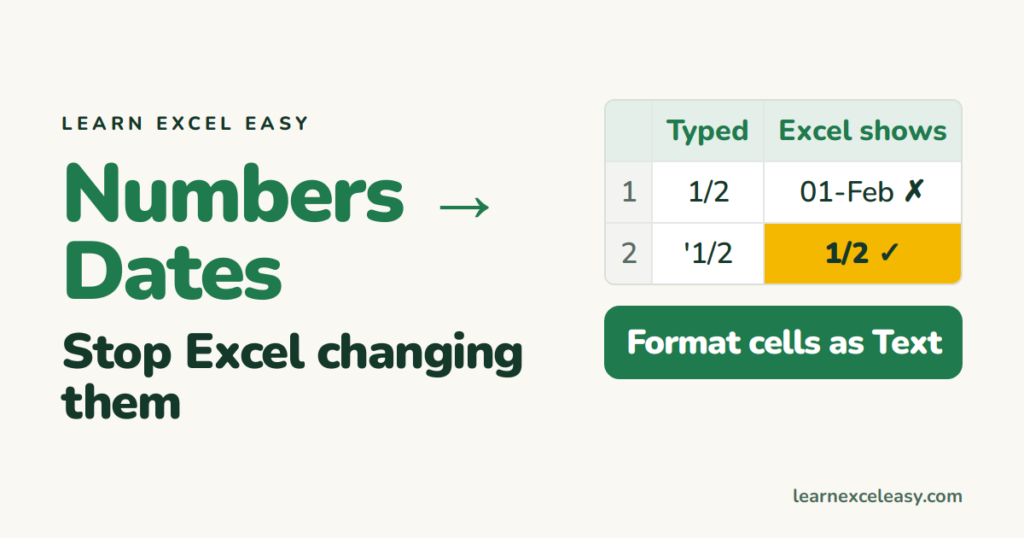 Excel Keeps Changing Numbers to Dates: stop it