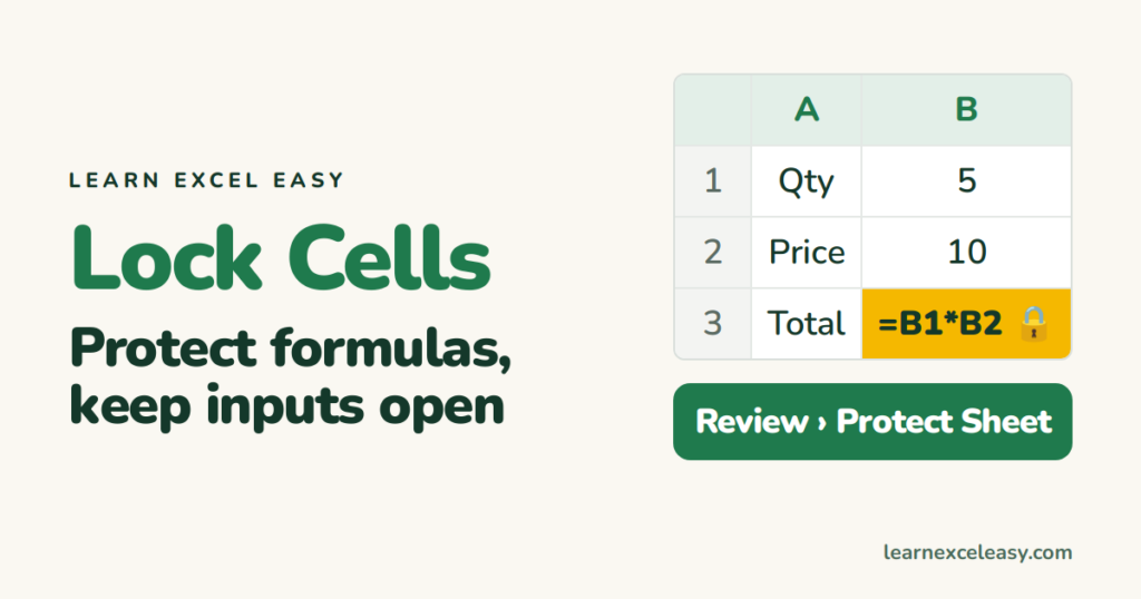 Lock Cells in Excel: protect formulas, let people type elsewhere
