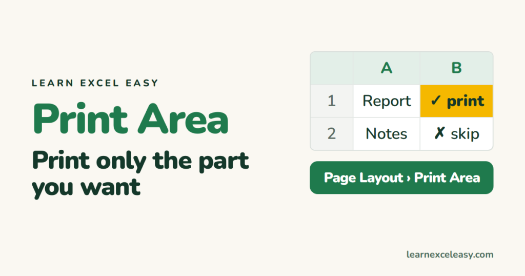 Set a Print Area in Excel: print only the part you want