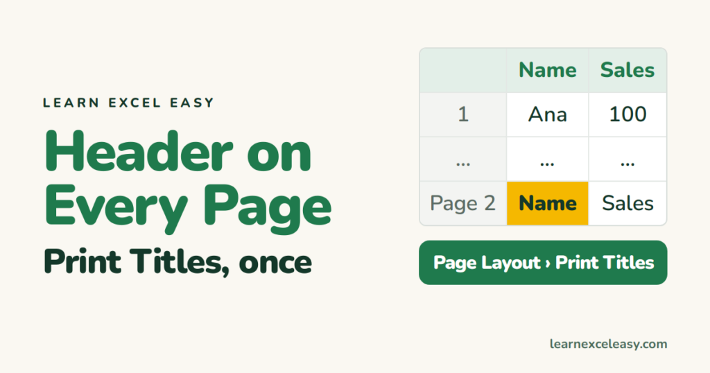 Print the Header Row on Every Page in Excel