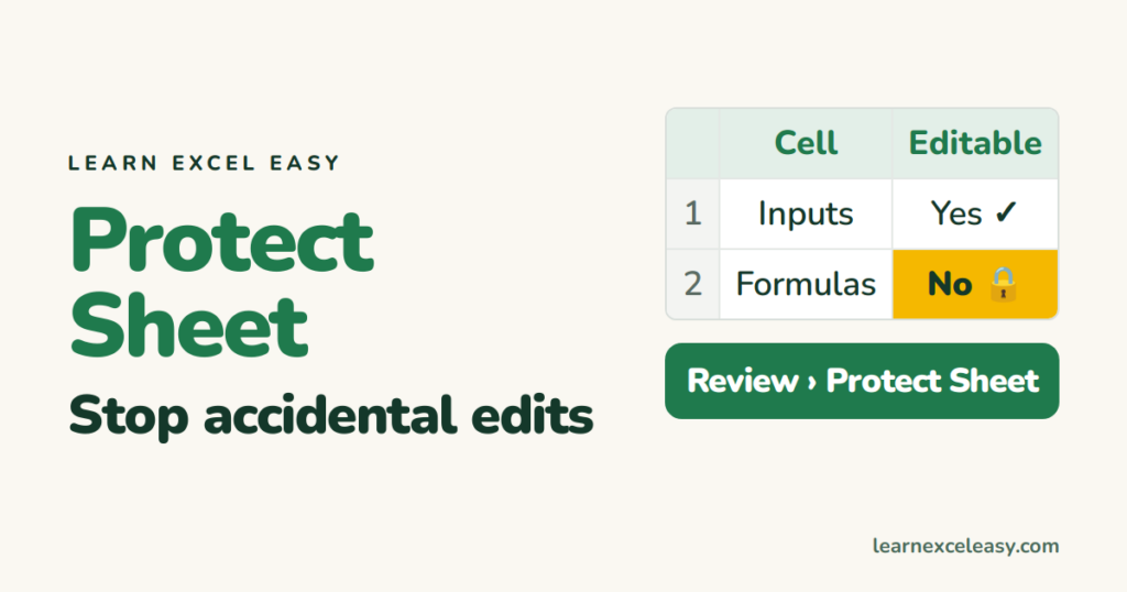 Protect a Sheet in Excel: stop accidental edits in 3 clicks