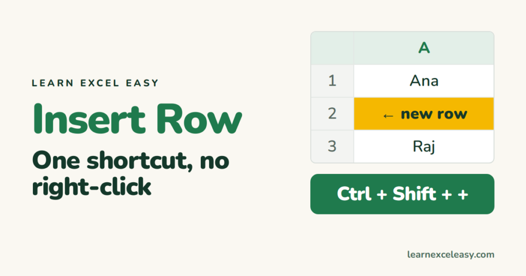 Excel Shortcut to Insert a Row (and delete one)