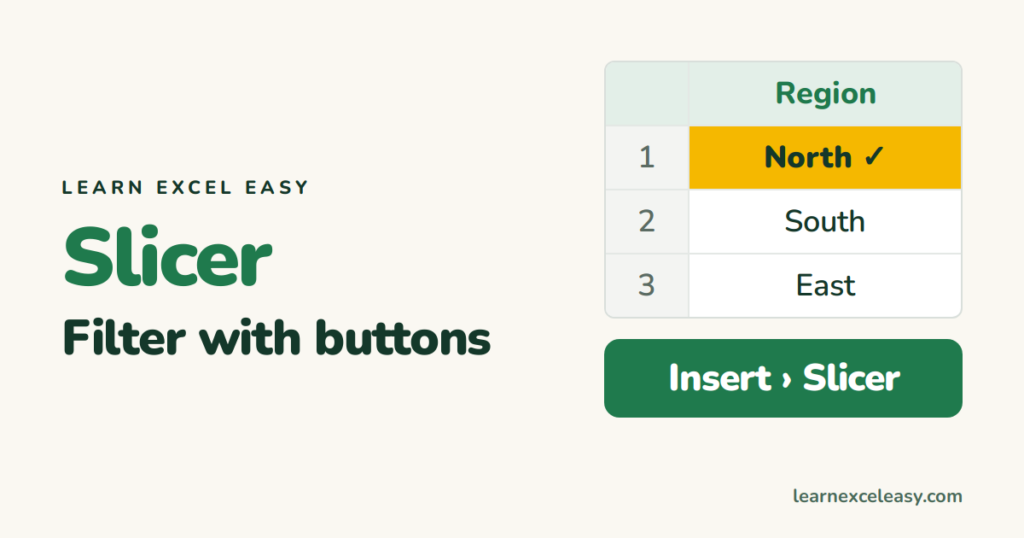 Excel Slicer: click-to-filter buttons for pivot tables and tables