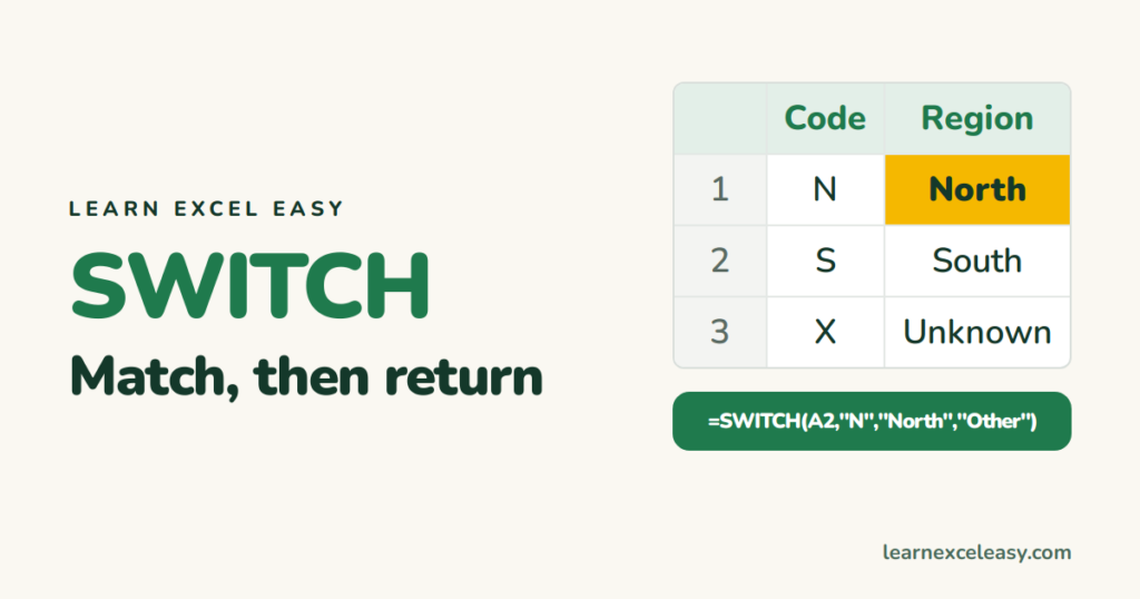 SWITCH Function in Excel (cleaner than nested IF)