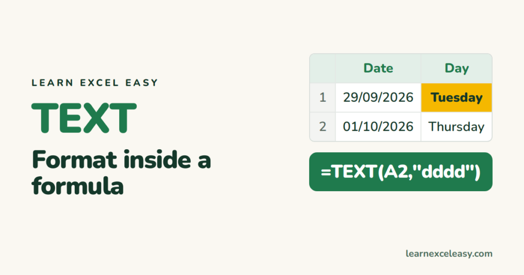 Excel TEXT Function: format numbers and dates inside a formula
