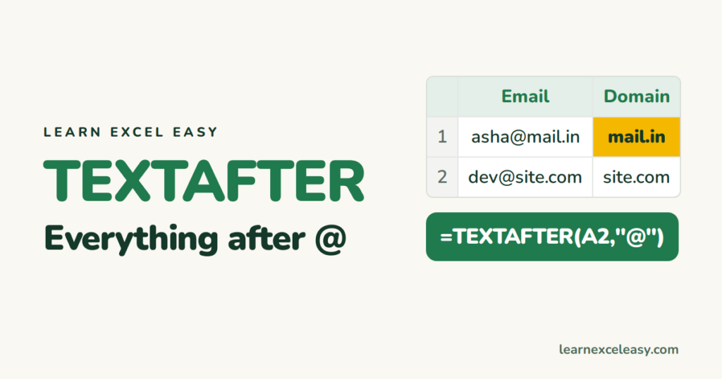 TEXTAFTER in Excel: get the text after a character