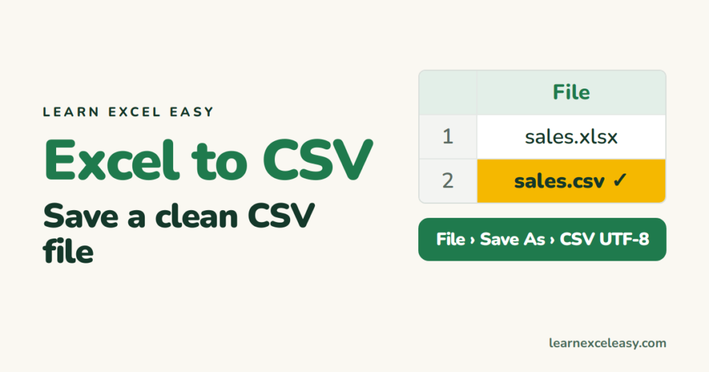 Excel to CSV: save a sheet as a clean CSV file