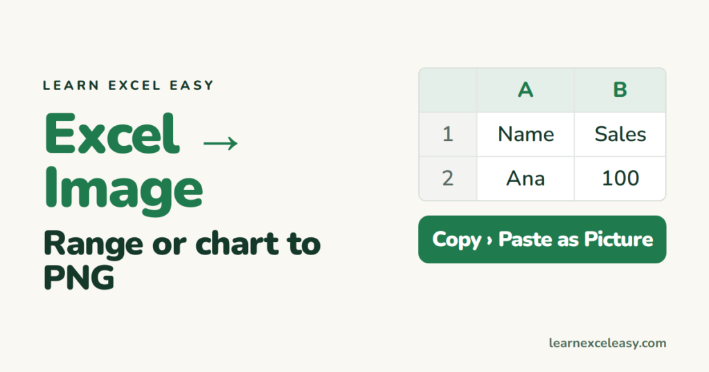 Excel to Image: save a range or chart as PNG or JPG