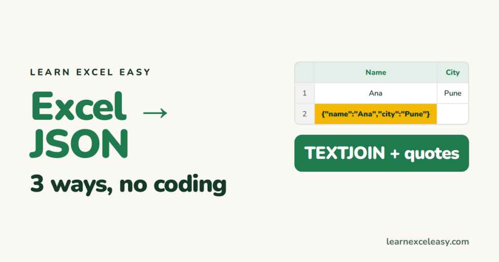 Excel to JSON: convert a sheet to JSON in 3 ways