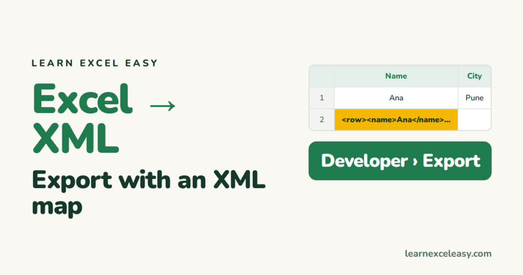 Excel to XML: export a sheet as XML (and import XML back)