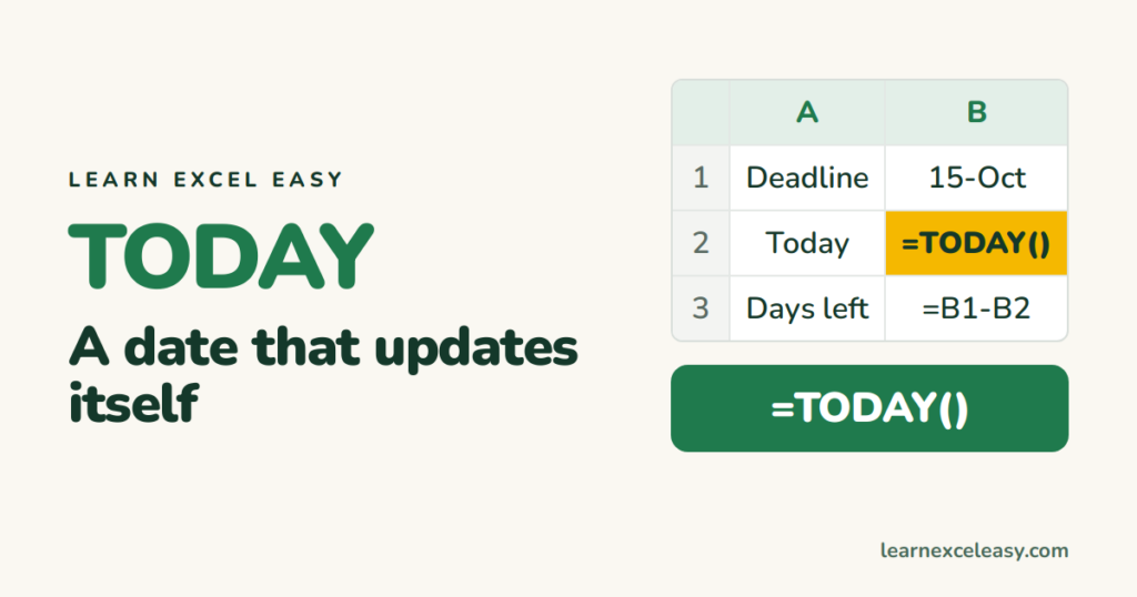 Excel TODAY Function: today's date that updates itself