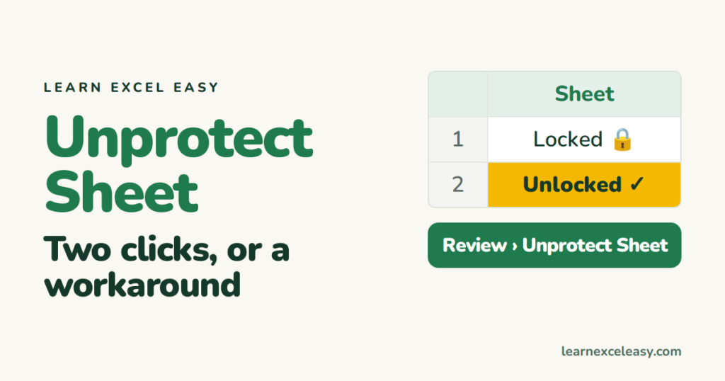 Unprotect a Sheet in Excel (with or without the password)