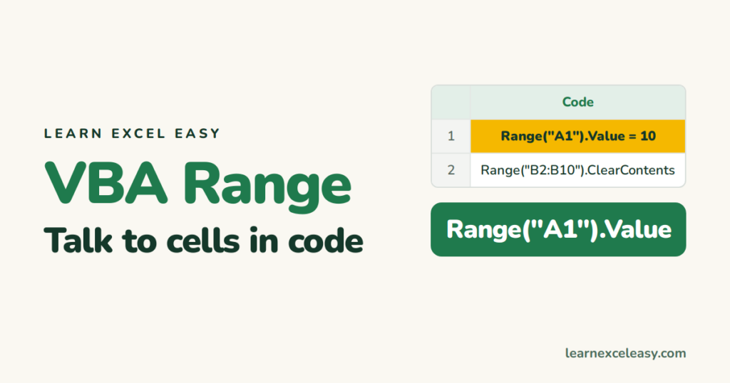 Excel VBA Range: select, read and write cells in a macro