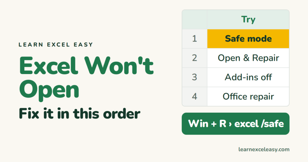 Excel Won't Open? Fix it in this order