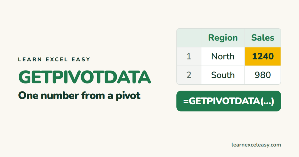 GETPIVOTDATA in Excel: pull one number out of a pivot table