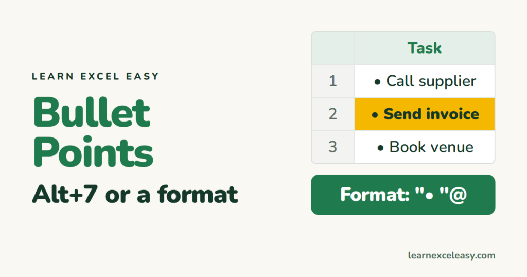 How to Add Bullet Points in Excel (4 ways)