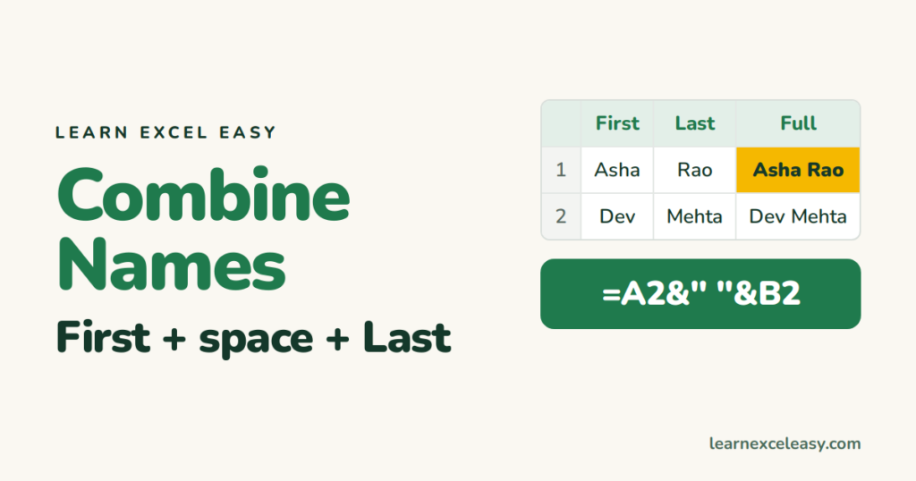 How to Combine First and Last Name in Excel (4 ways)