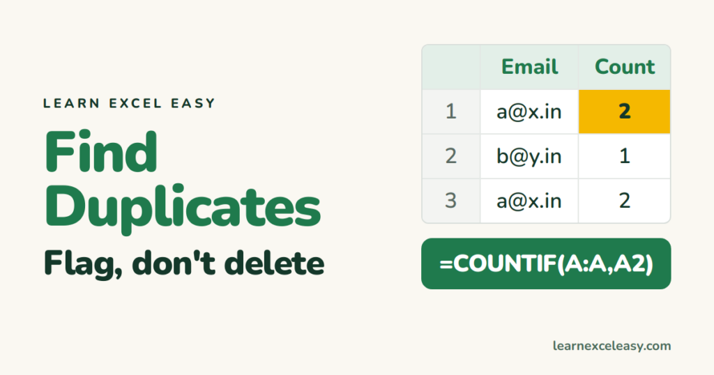 How to Find Duplicates in Excel (without deleting anything)