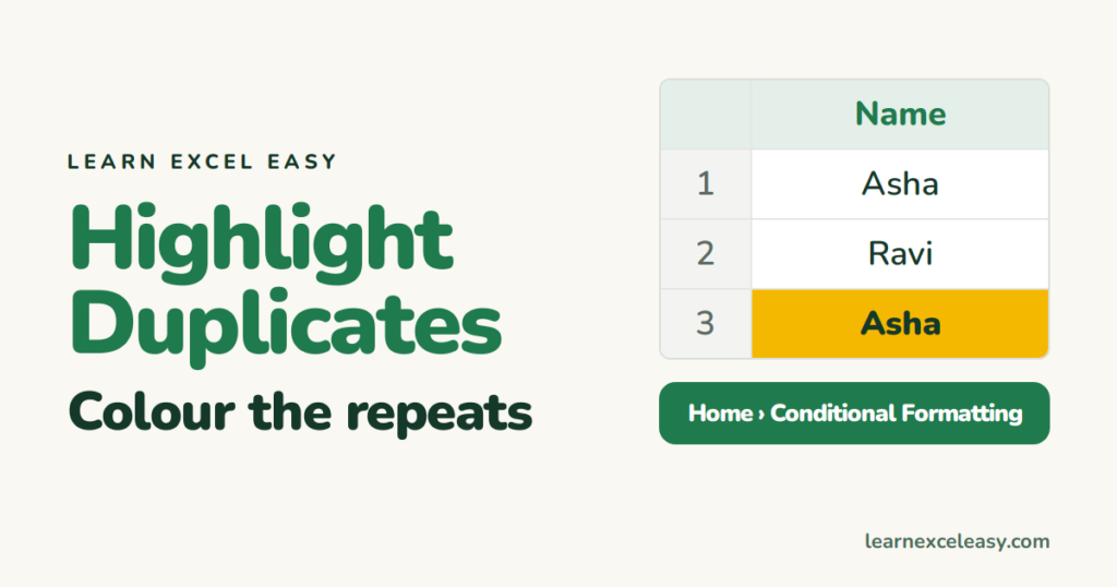 How to Highlight Duplicates in Excel (in one column or whole rows)