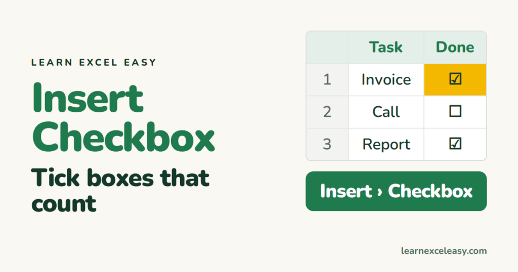 How to Insert a Checkbox in Excel (and count the ticks)