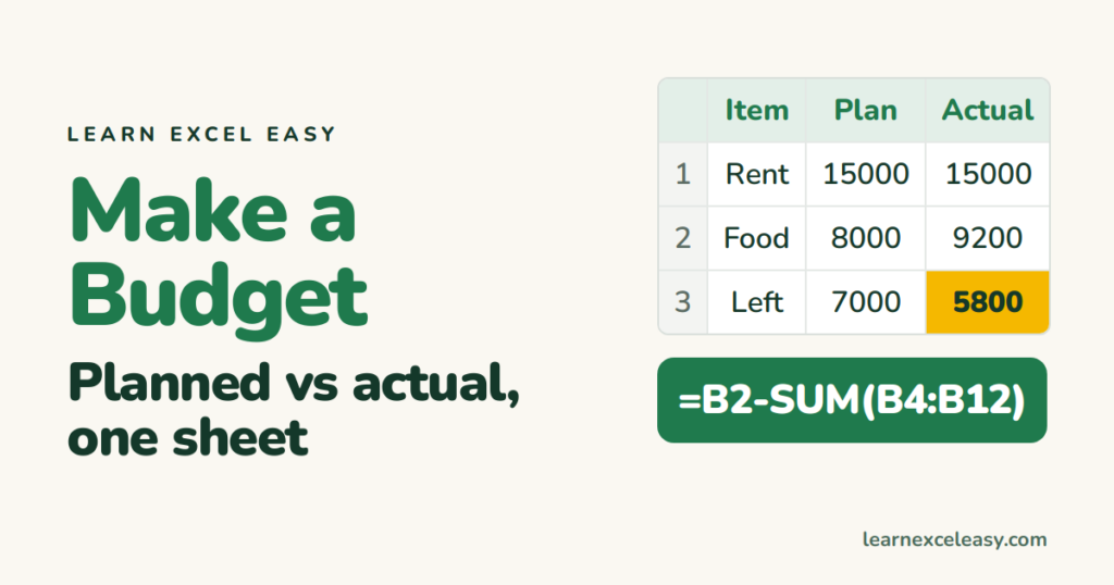 How to Make a Budget in Excel (simple monthly budget, step by step)