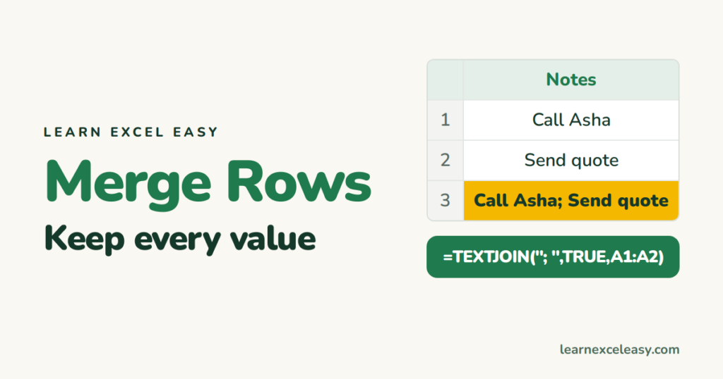 How to Merge Rows in Excel without losing data