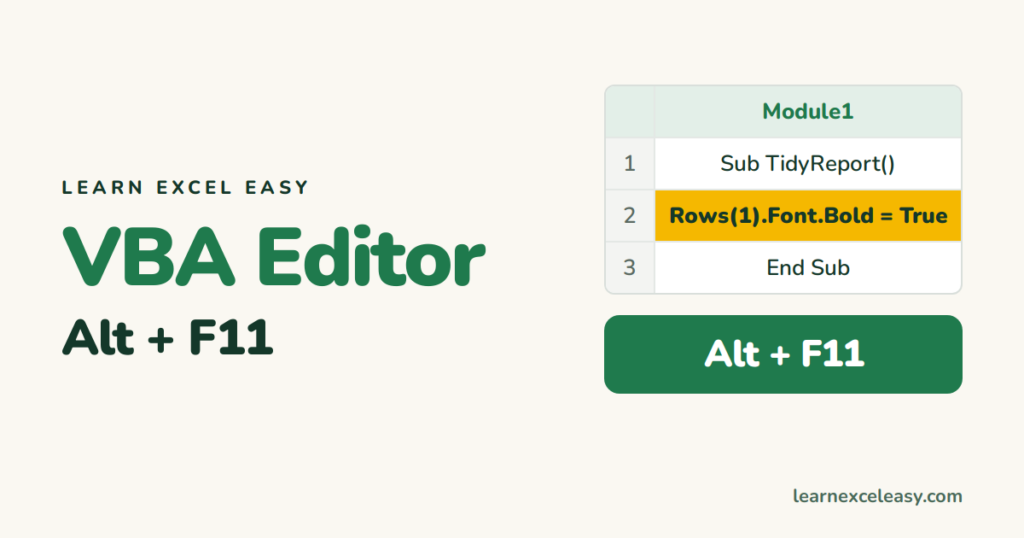 How to Open the VBA Editor in Excel (Alt+F11) and find your macro