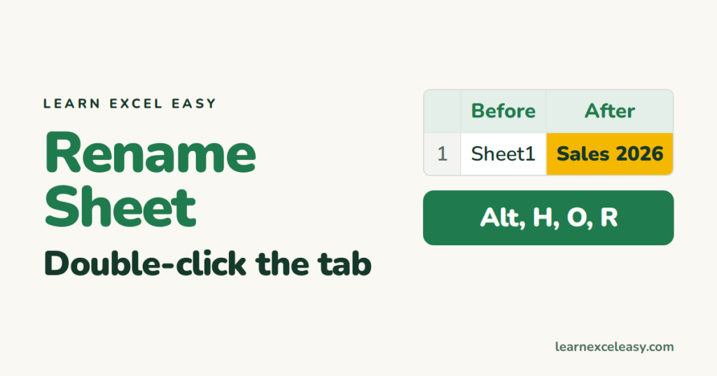 How to Rename a Sheet in Excel (double-click the tab)