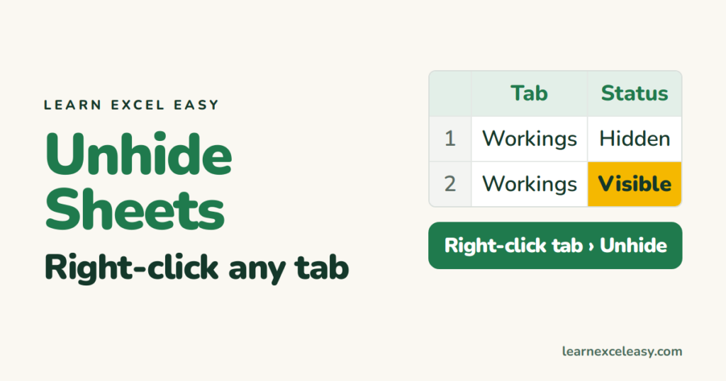 How to Unhide Sheets in Excel (one or all at once)