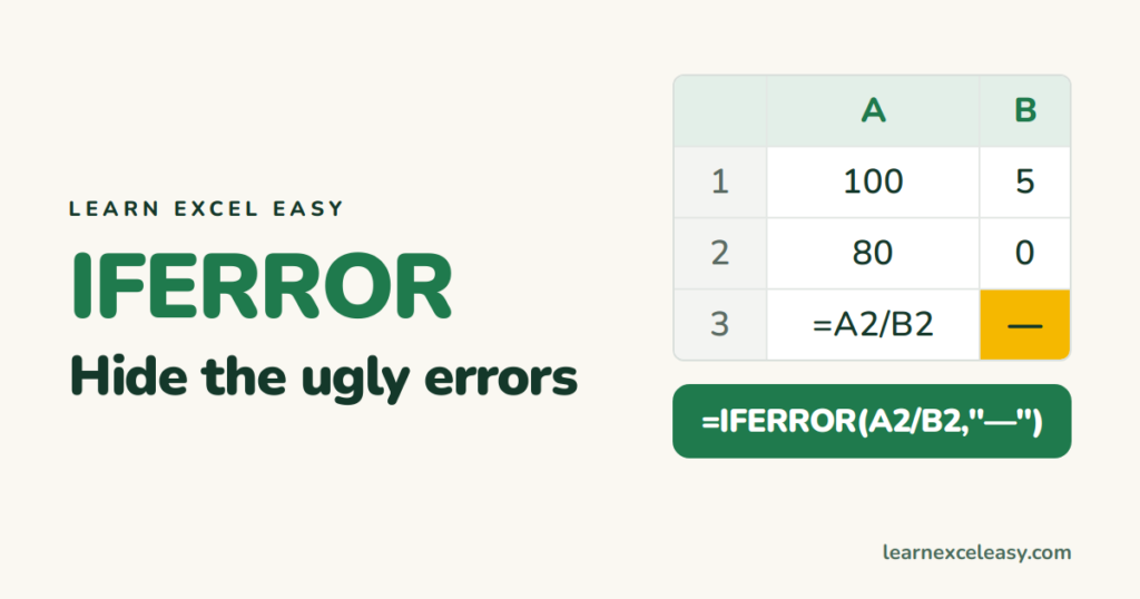 IFERROR in Excel: hide #N/A and #DIV/0! errors