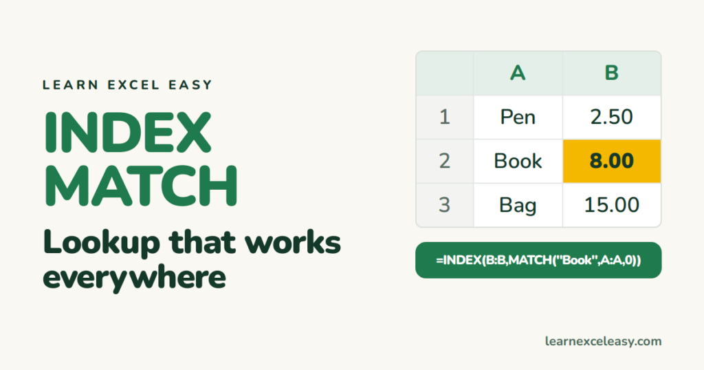 INDEX MATCH in Excel: the lookup that works in any version
